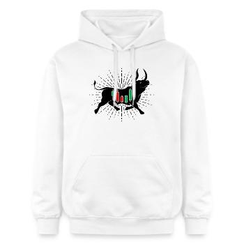 Aktien Bulle - Gildan Unisex Softstyle® Midweight Hoodie - Weiß - Vorne - Liana (172cm) & Jaron (178cm)