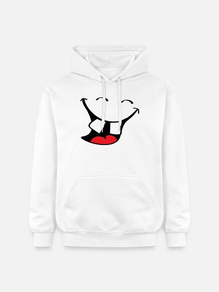 Stort smil. Glad, smilende mund, læber ansigt. - Gildan Softstyle® Midweight unisex-hoodie - hvid