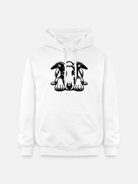 Whippet Head with Paws - Gildan Unisex Softstyle® Midweight Hoodie - white