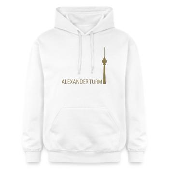 Witziger Berliner Fernsehturm Silhouette Parodie - Gildan Unisex Softstyle® Midweight Hoodie - Weiß - Vorne - Liana (172cm) & Jaron (178cm)