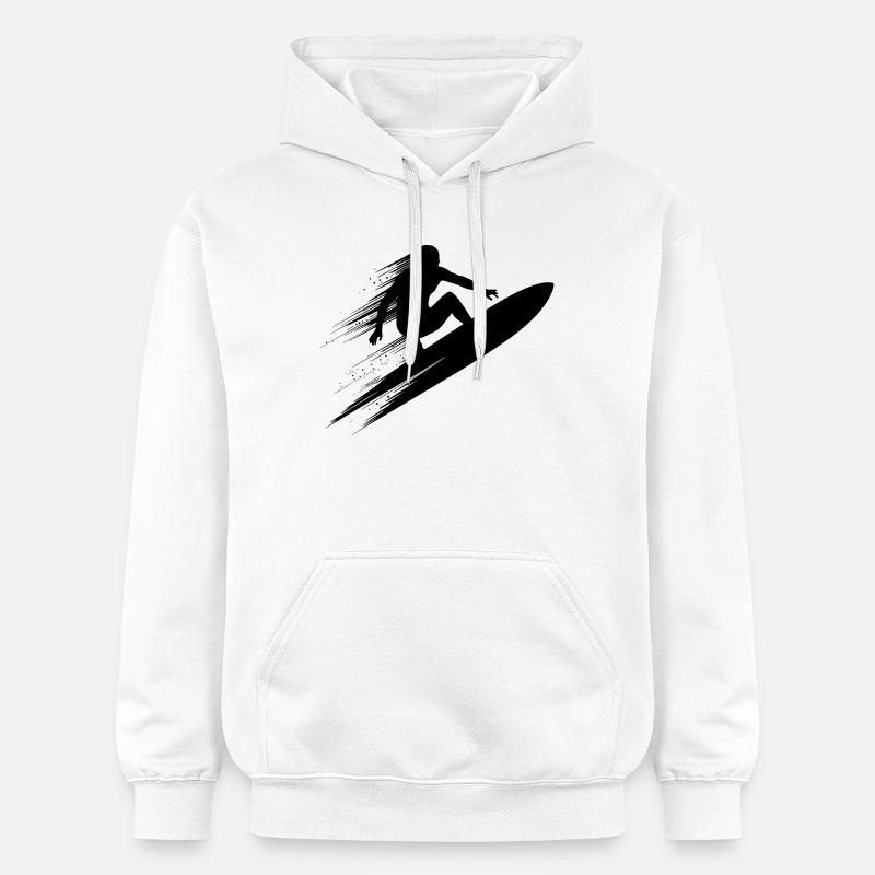 Surfeur Art Surfer Illustration - Sweat à capuche Softstyle® Gildan Unisexe - blanc