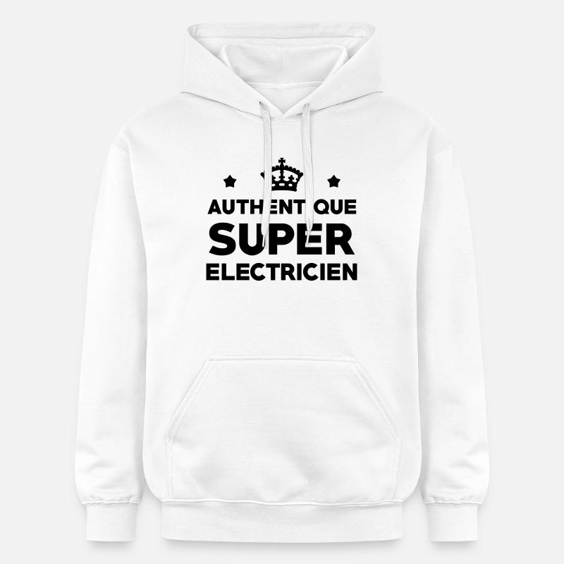 Authentique Super Électricien : Design Pro Métier - Sweat à capuche Softstyle® Gildan Unisexe - blanc