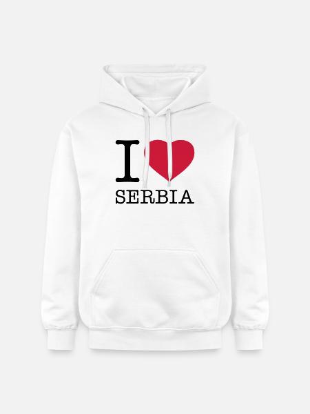 KOCHAM SERBIĘ Serbia - Bluza z kapturem typu unisex Gildan Softstyle® Midweight - biały