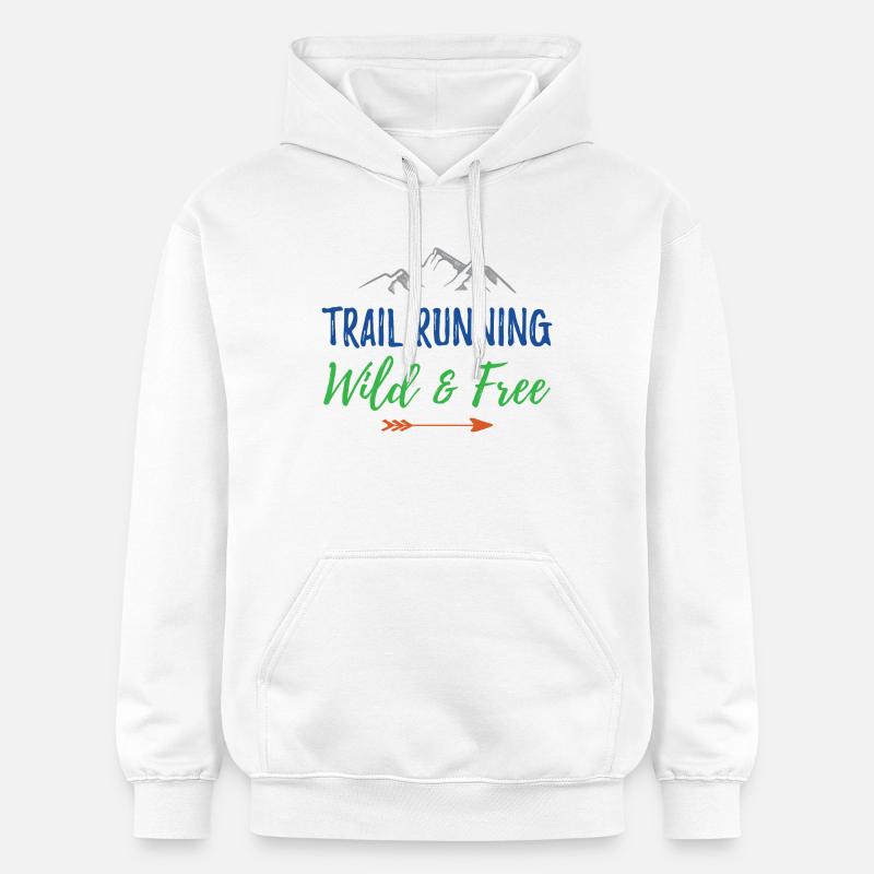Trail Running – Sauvage et gratuit - Sweat à capuche Softstyle® Gildan Unisexe - blanc