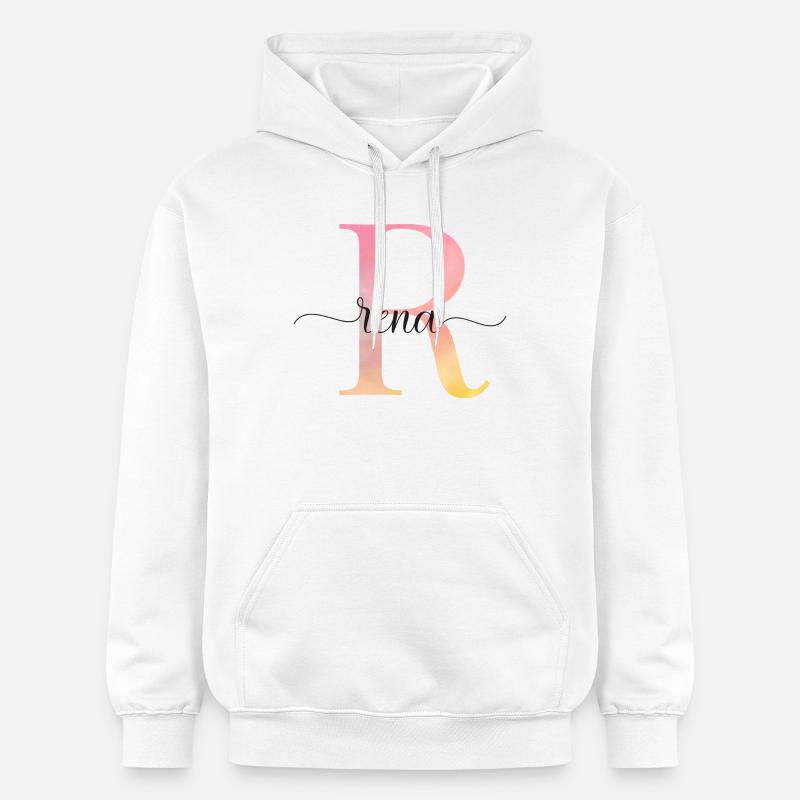 L | Monogramme | Nom | Rena |Aquarelle - Sweat à capuche Softstyle® Gildan Unisexe - blanc