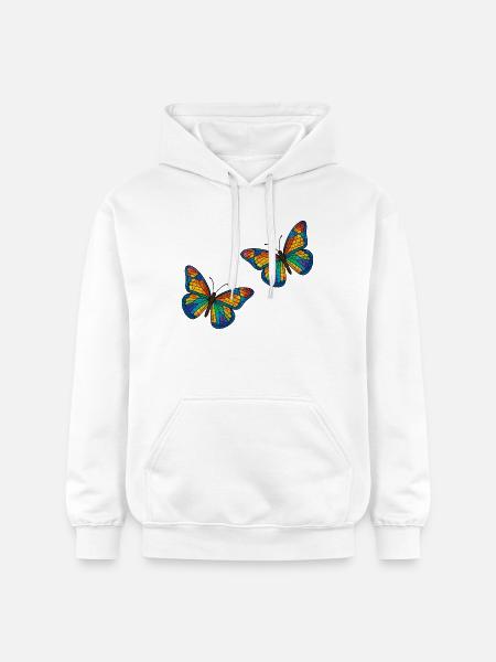 Bunte Mosaikschmetterlinge Design - Gildan Unisex Softstyle® Midweight Hoodie - Weiß