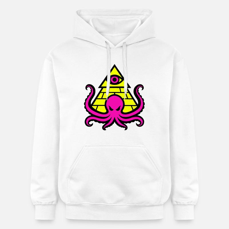 Pyramide avec pieuvre et œil occultes - Sweat à capuche Softstyle® Gildan Unisexe - blanc