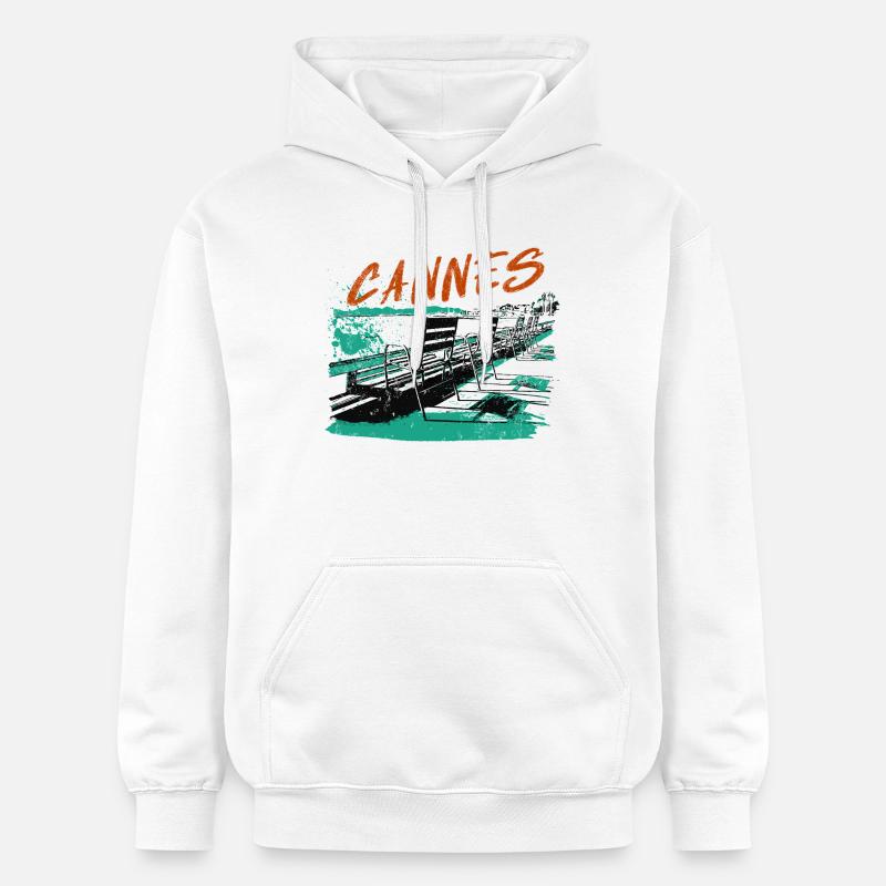 Cannes Côte d'Azur Illustration - Sweat à capuche Softstyle® Gildan Unisexe - blanc