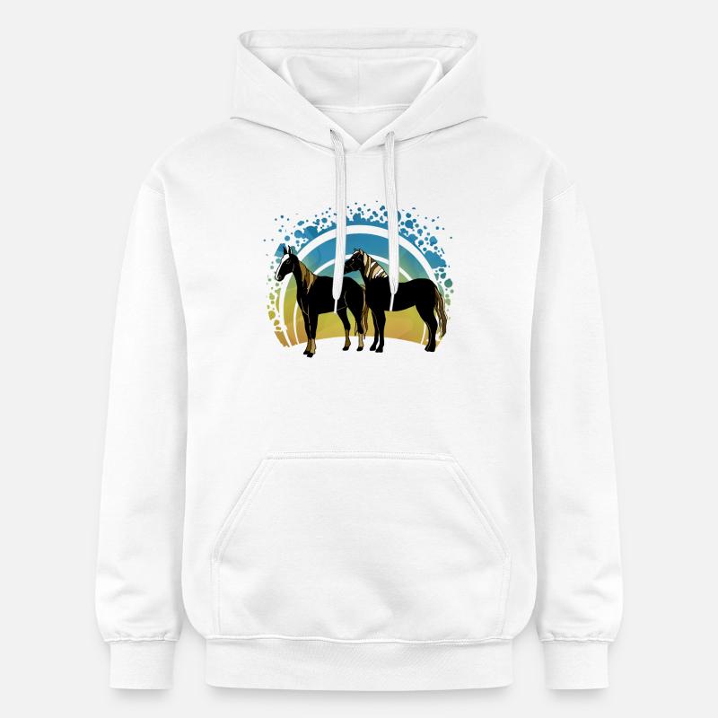 Chevaux - Sweat à capuche Softstyle® Gildan Unisexe - blanc
