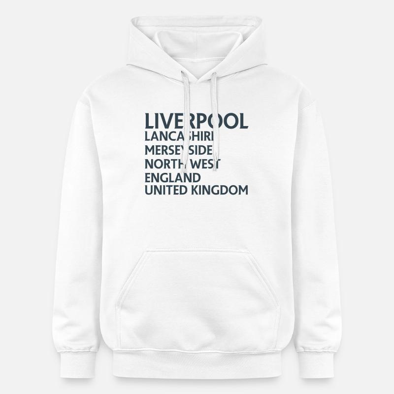 Liverpool – Angleterre Conception des paroles - Sweat à capuche Softstyle® Gildan Unisexe - blanc