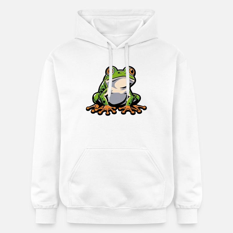 Dessin animé de grenouille joyeuse - Sweat à capuche Softstyle® Gildan Unisexe - blanc