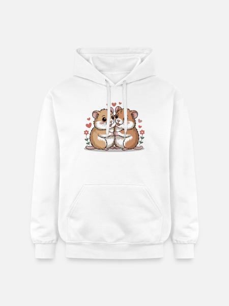 Couple de hamsters pour la Saint-Valentin - Sweat à capuche Softstyle® Gildan Unisexe - blanc