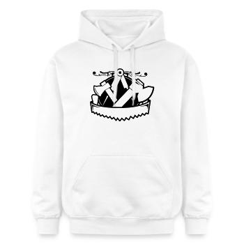 Zimmerer-Emblem - Style, Zimmermann - Gildan Unisex Softstyle® Midweight Hoodie - Weiß - Vorne - Liana (172cm) & Jaron (178cm)
