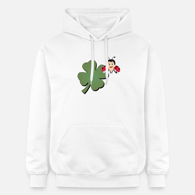 Trèfle avec ladybug (coccinelle) - Sweat à capuche Softstyle® Gildan Unisexe - blanc