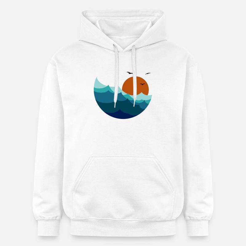 Vagues Coucher de soleil - Sweat à capuche Softstyle® Gildan Unisexe - blanc
