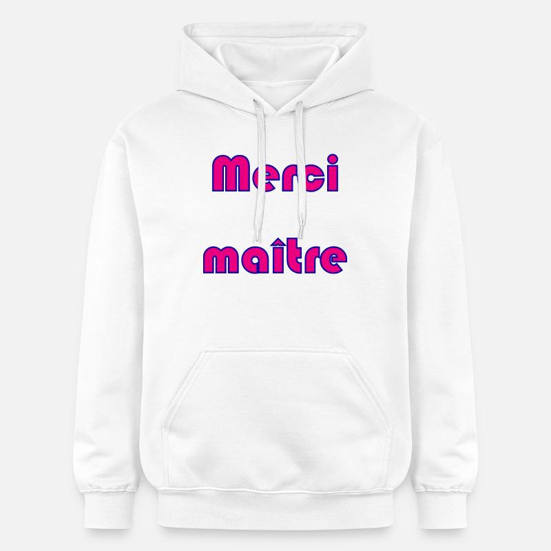 MAÎTRESSE. MAITRE. MERCI. MERCI MAÎTRESSE - Sweat à capuche Softstyle® Gildan Unisexe - blanc