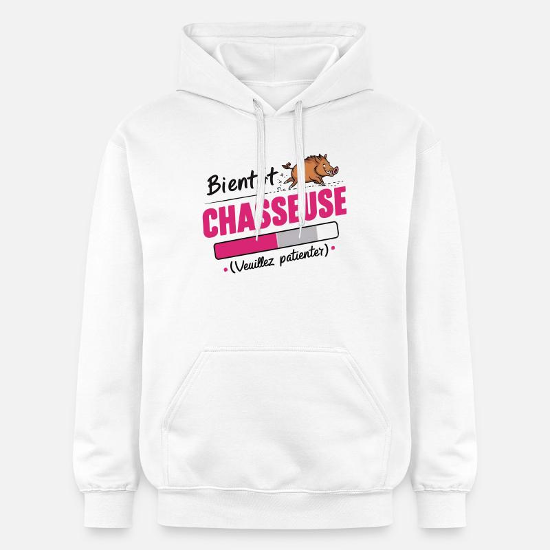 bientôt chasseuse - Sweat à capuche Softstyle® Gildan Unisexe - blanc