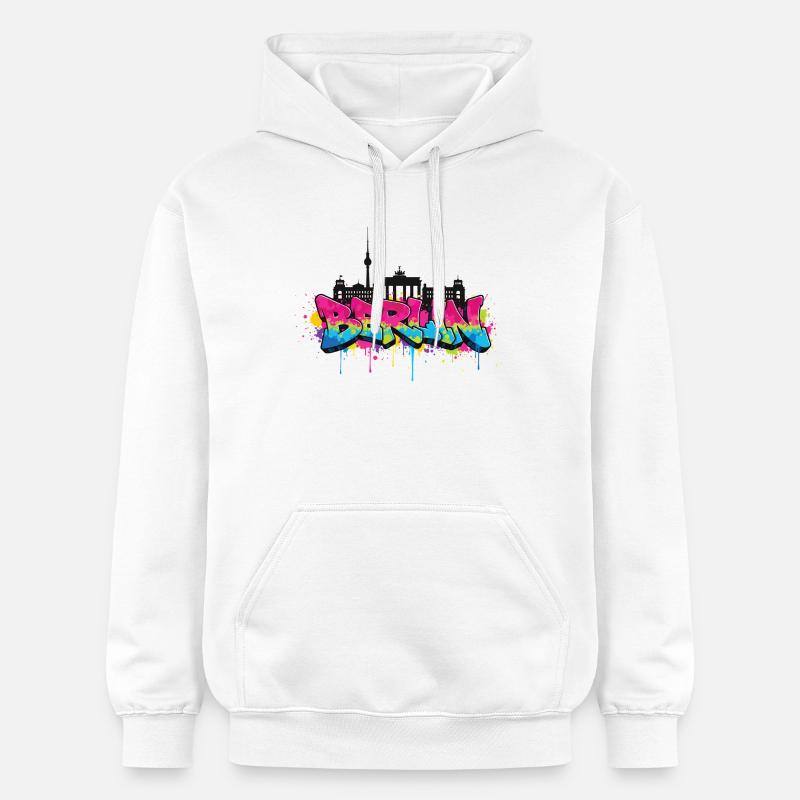 Berlin Graffiti Skyline - Sweat à capuche Softstyle® Gildan Unisexe - blanc