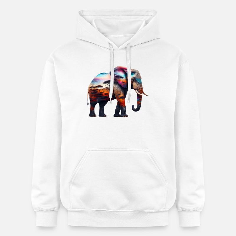 Éléphant - Sweat à capuche Softstyle® Gildan Unisexe - blanc