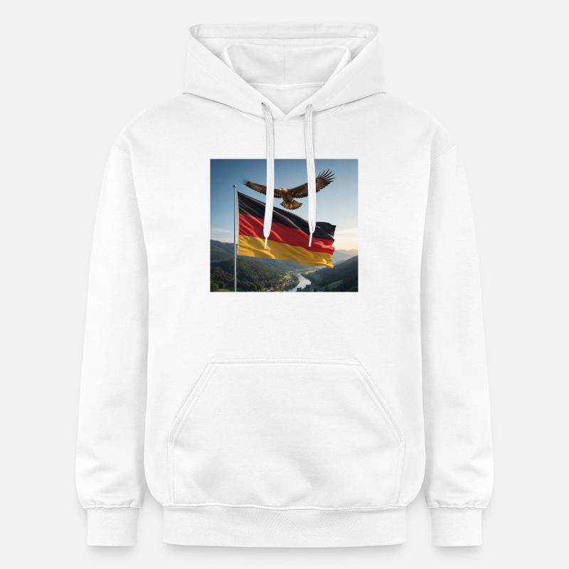 Aigle au-dessus du drapeau allemand - Sweat à capuche Softstyle® Gildan Unisexe - blanc