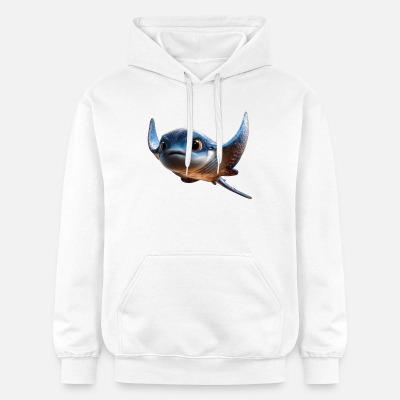 Manta Ray, Devil Ray, Stingray, Diver - Gildan Unisex Softstyle® Midweight Hoodie - white