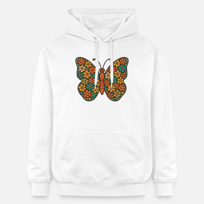 Papillon aux ailes de fleurs - Sweat à capuche Softstyle® Gildan Unisexe - blanc