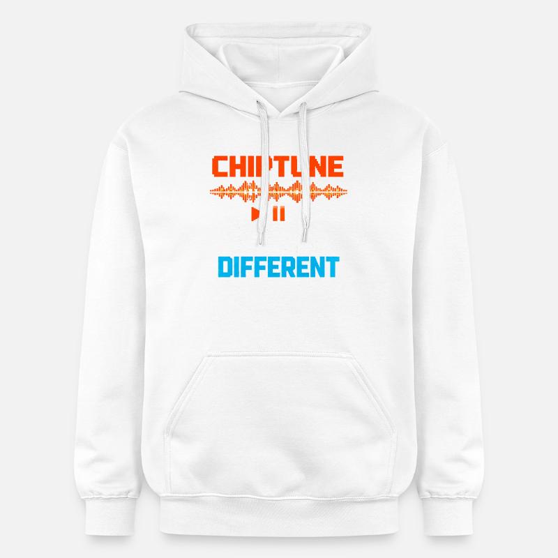 Chiptune tire différemment | Humour musical 8-bit - Sweat à capuche Softstyle® Gildan Unisexe - blanc