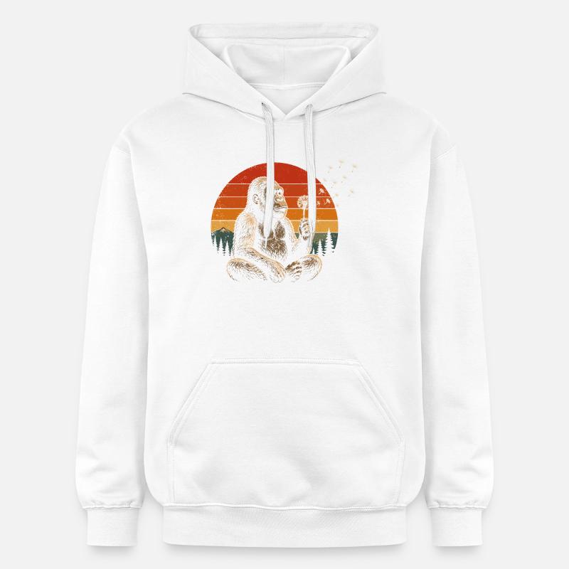 Ami singe au coucher de soleil - Sweat à capuche Softstyle® Gildan Unisexe - blanc