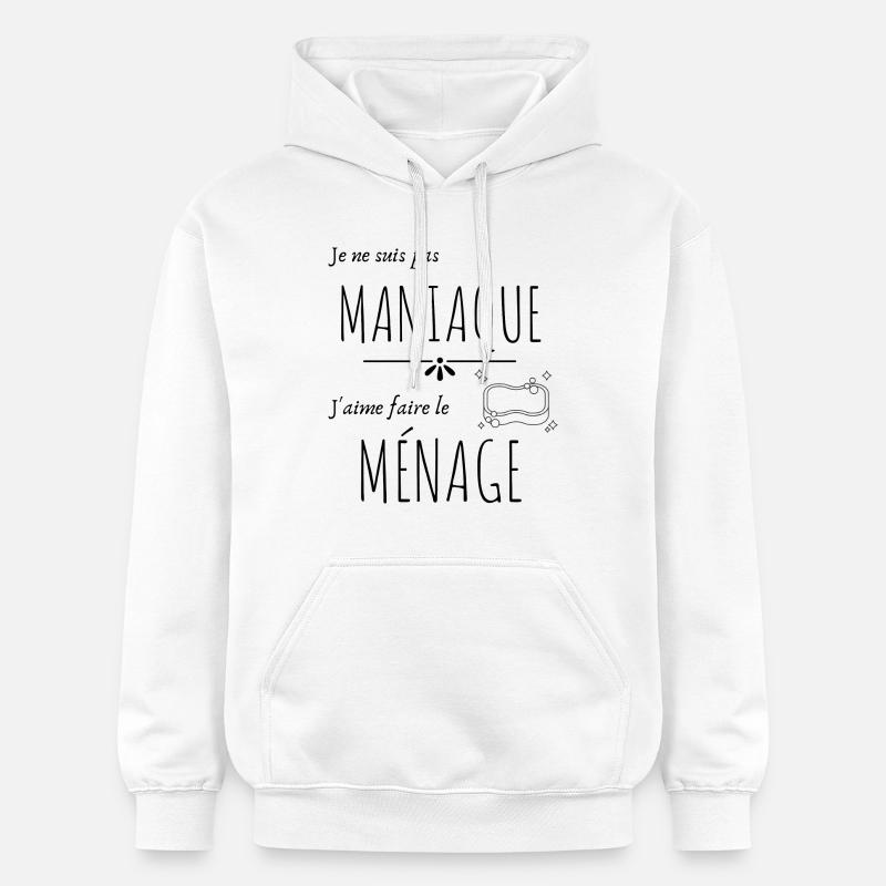 Pas maniaque j'aime le ménage - Sweat à capuche Softstyle® Gildan Unisexe - blanc