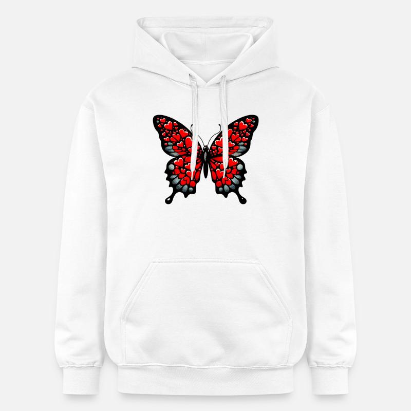 Papillon avec des cœurs - Sweat à capuche Softstyle® Gildan Unisexe - blanc