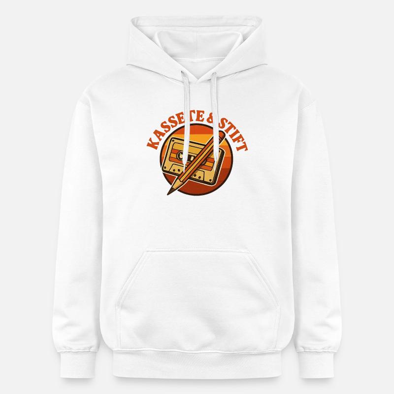Cassette et Crayon rétro - Sweat à capuche Softstyle® Gildan Unisexe - blanc