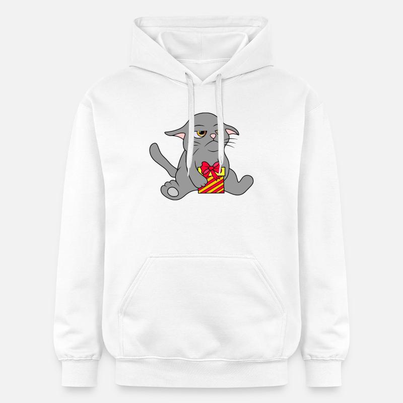 Grim Cat avec un cadeau - Sweat à capuche Softstyle® Gildan Unisexe - blanc