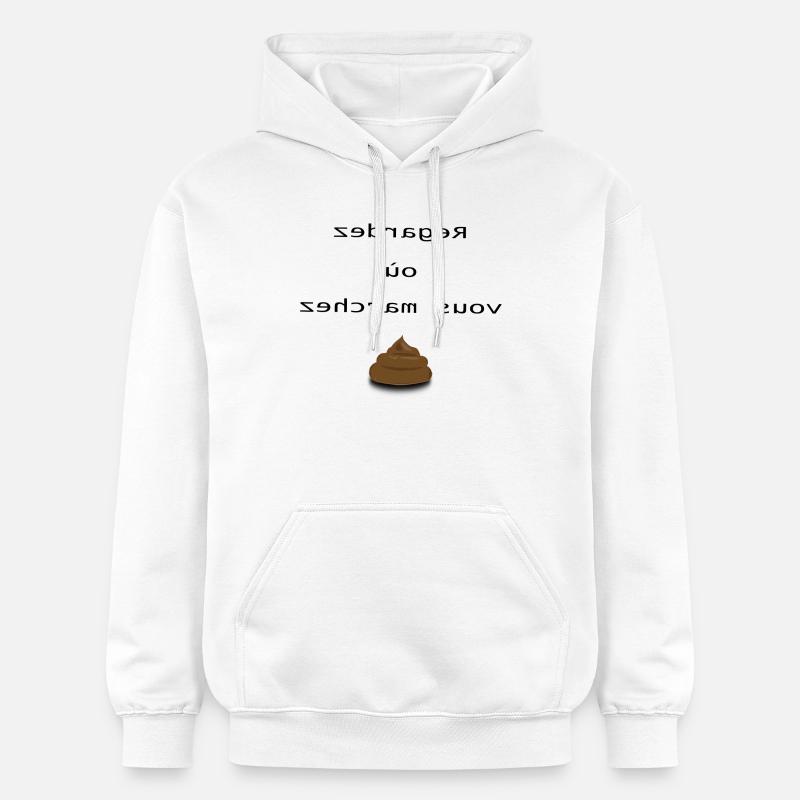 regardez où vous marchez - Sweat à capuche Softstyle® Gildan Unisexe - blanc