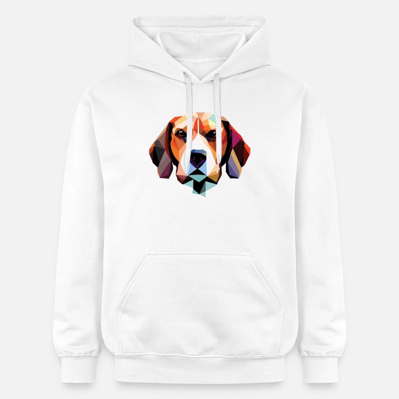 Polygone de chien beagle - Sweat à capuche Softstyle® Gildan Unisexe - blanc