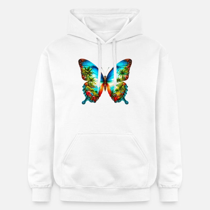 Papillon - Sweat à capuche Softstyle® Gildan Unisexe - blanc