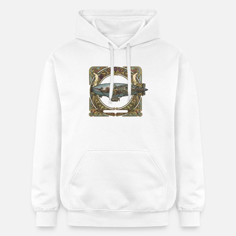 Dirigeable dans un cadre Art Nouveau - Sweat à capuche Softstyle® Gildan Unisexe - blanc
