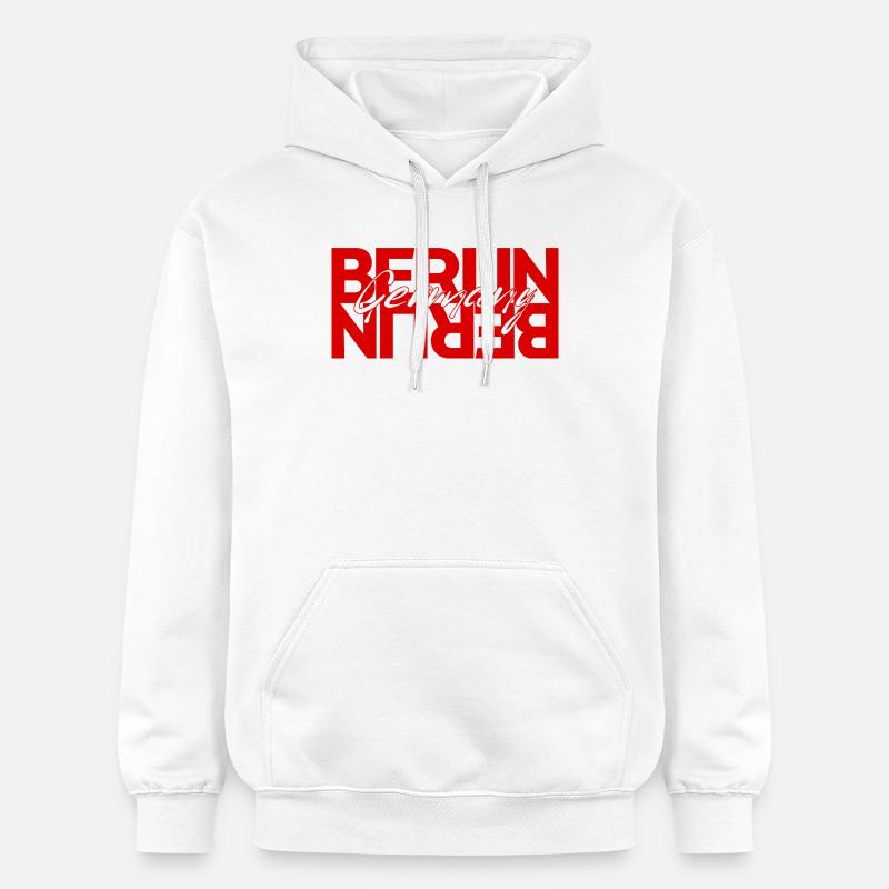Superposition de lettrage Berlin - Sweat à capuche Softstyle® Gildan Unisexe - blanc