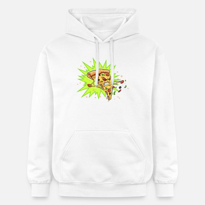 Pizza Slice Aggressor Neonburst - Sweat à capuche Softstyle® Gildan Unisexe - blanc