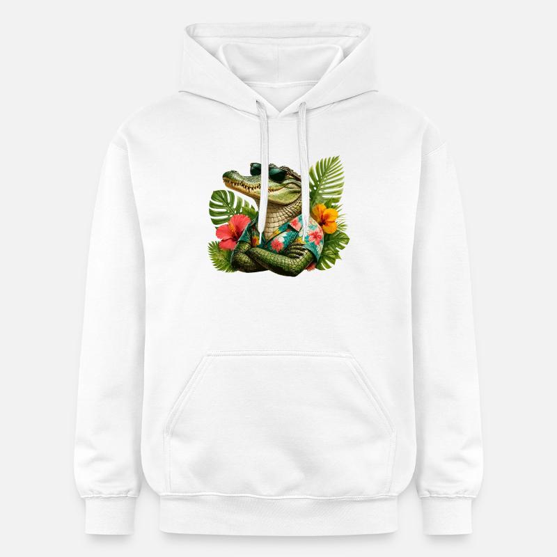 Look hawaïen d’alligator - Sweat à capuche Softstyle® Gildan Unisexe - blanc