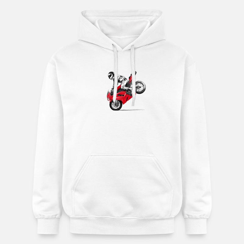 motorcycle stunt - Sweat à capuche Softstyle® Gildan Unisexe - blanc