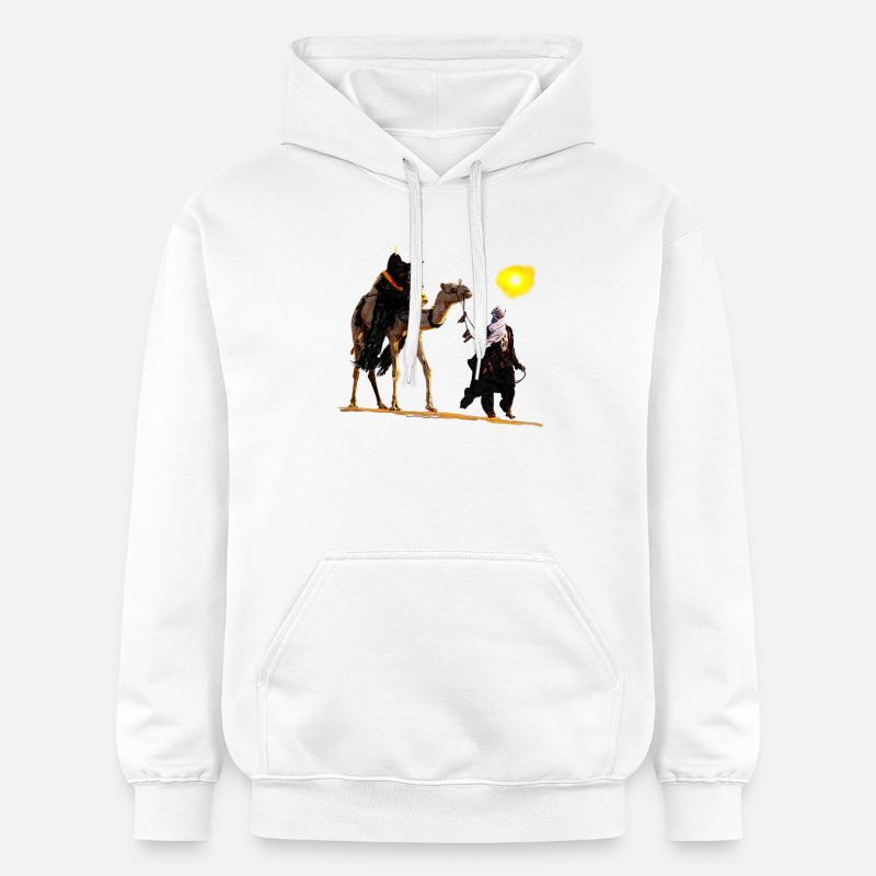 bedouin with camel - Sweat à capuche Softstyle® Gildan Unisexe - blanc