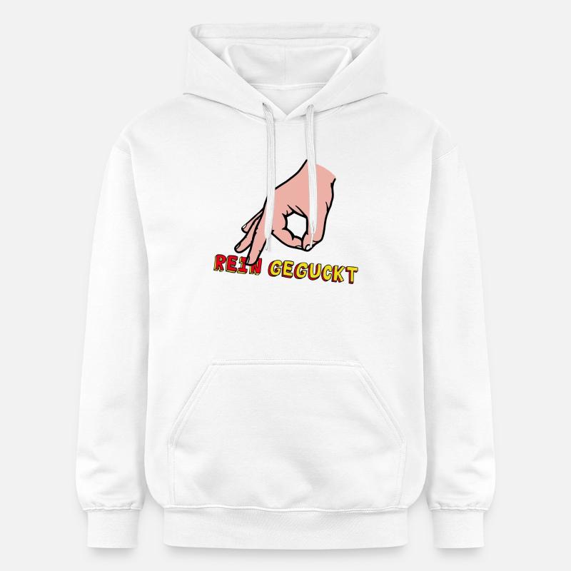 Comic-Hand Zeigefinger mit Retro Text - Gildan Unisex Softstyle® Midweight Hoodie - Weiß