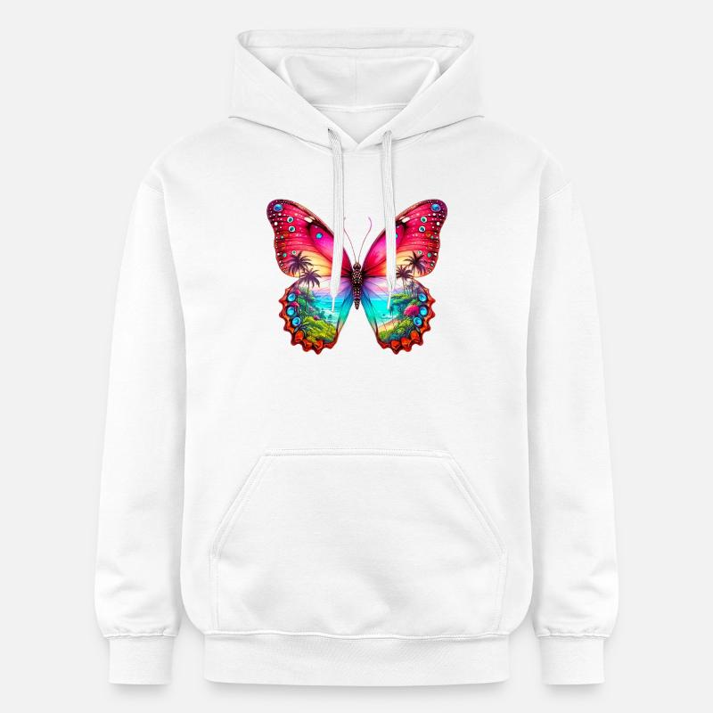 Papillon - Sweat à capuche Softstyle® Gildan Unisexe - blanc