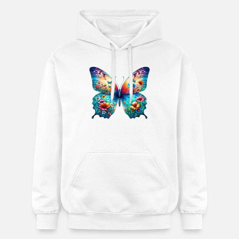 Papillon - Sweat à capuche Softstyle® Gildan Unisexe - blanc