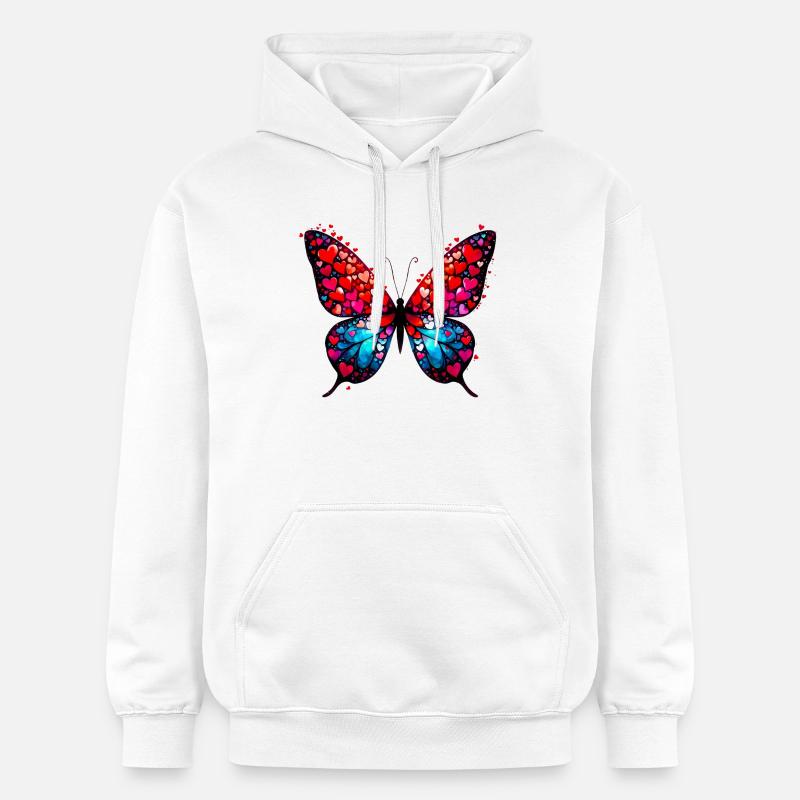 Papillon avec des cœurs - Sweat à capuche Softstyle® Gildan Unisexe - blanc