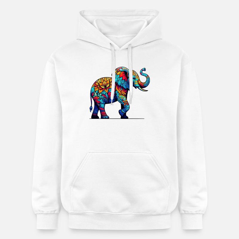 Éléphant - Sweat à capuche Softstyle® Gildan Unisexe - blanc