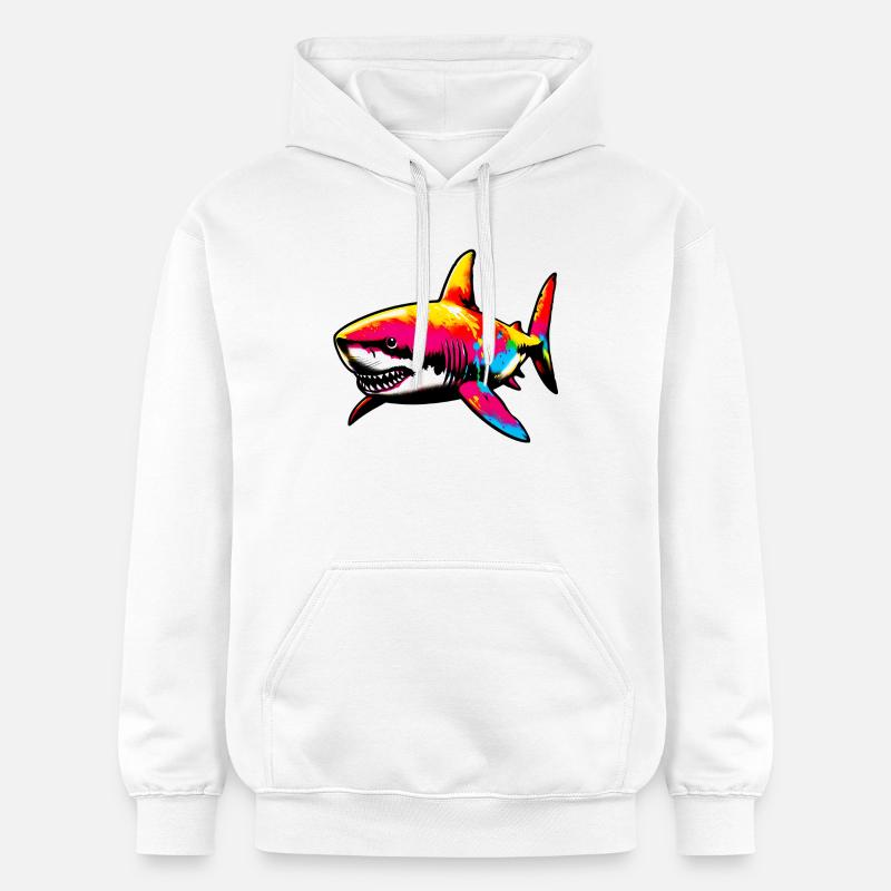 Requin - Sweat à capuche Softstyle® Gildan Unisexe - blanc
