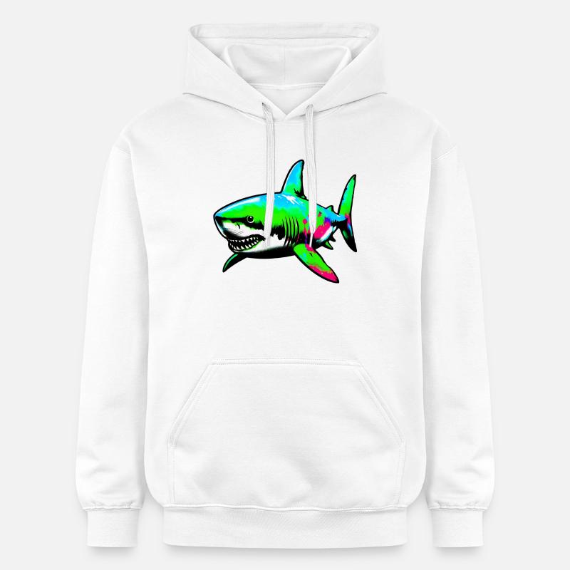 Requin - Sweat à capuche Softstyle® Gildan Unisexe - blanc