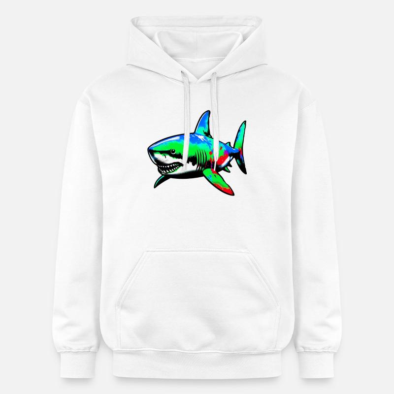 Requin - Sweat à capuche Softstyle® Gildan Unisexe - blanc
