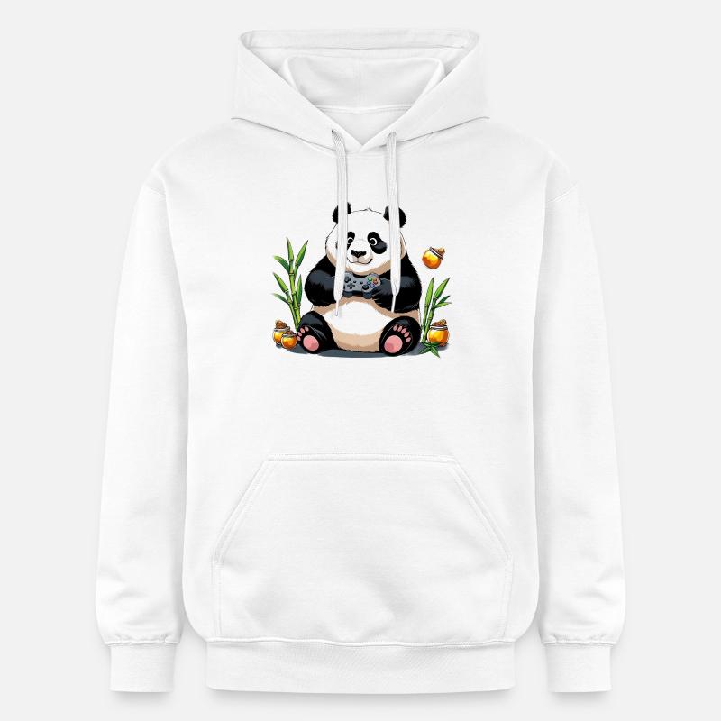 Chill Panda avec manette de jeu - Sweat à capuche Softstyle® Gildan Unisexe - blanc